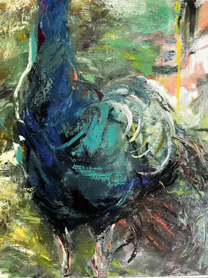 Jeanne Wesselius - Prachtig Schilderij met pauw 90x80cm! kopen? Bied vanaf 299!