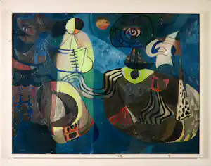 Wim Kersten - Olieverf op board, Vuurtoreneiland - Ingelijst (Groot) verkocht voor € 450!