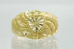55- Fraai gedetailleerde 18 Krt geel gouden hart ring - gefaseerd afgewerkt kopen? Bied vanaf 240!