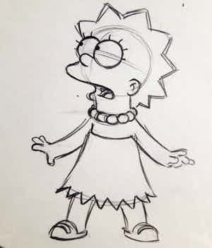 Matt Groening - originele unieke tekening Lisa, The Simpsons, ingelijst + certificaat verkocht voor € 60!