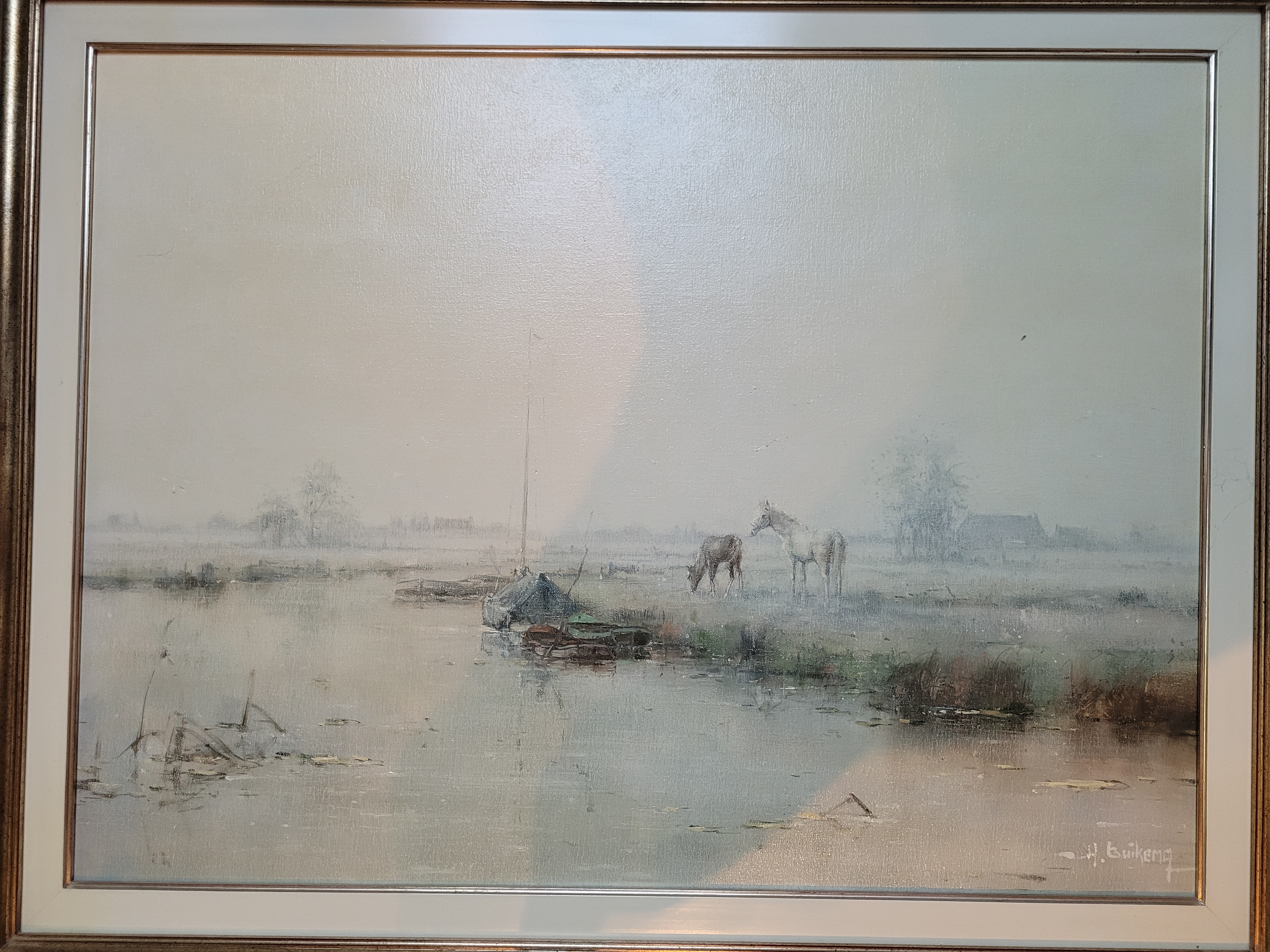 Albert Buikema - Mistig landschap met paarden kopen? Bied vanaf 125!