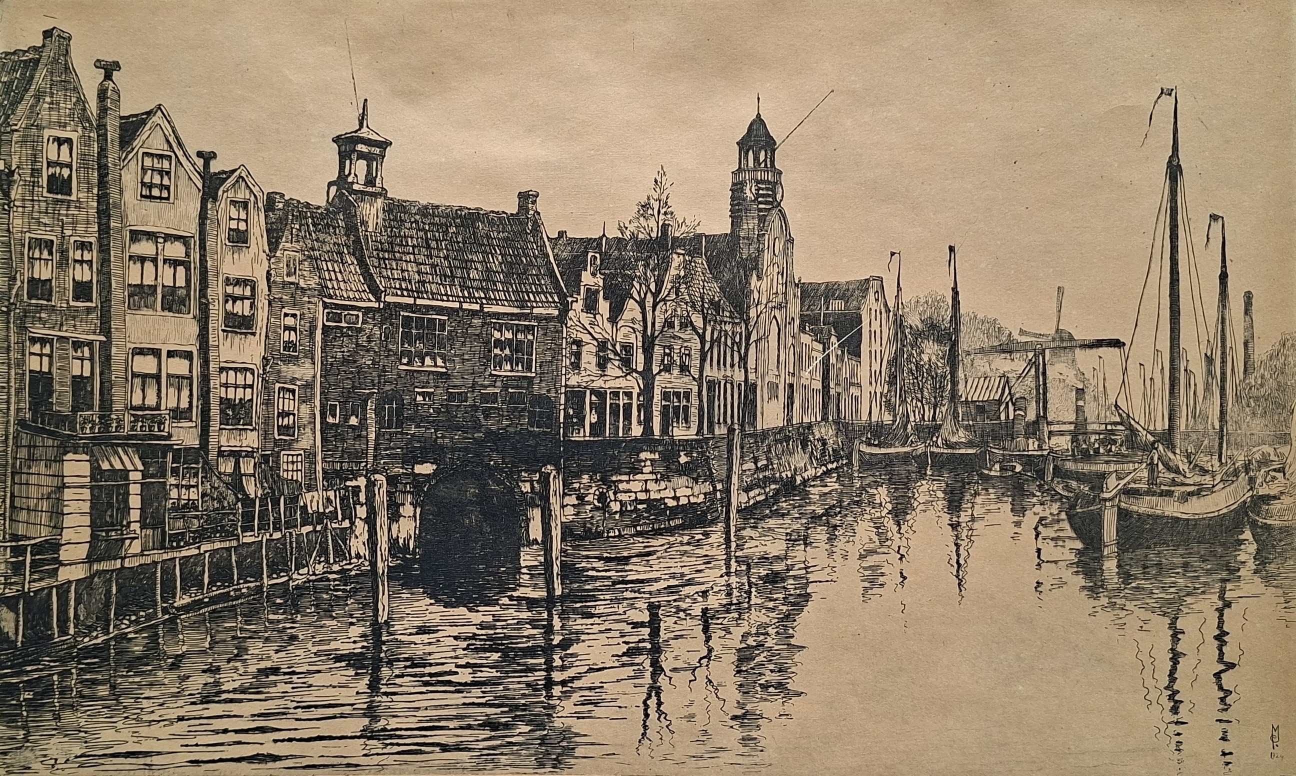 Marius Janssen - Delfshaven - gesigneerde ets kopen? Bied vanaf 20!