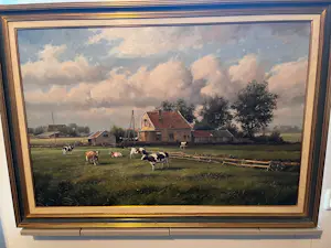 Gert-Jan Veenstra - Landschap met boerderij en koeien kopen? Bied vanaf 400!