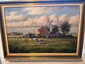 Gert-Jan Veenstra - Landschap met boerderij en koeien kopen? Bied vanaf 400!