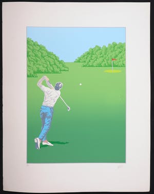Niet of onleesbaar gesigneerd - Zeefdruk, Golfer kopen? Bied vanaf 1!