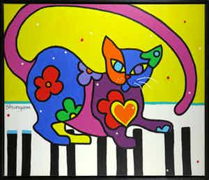 Shunyam - Acryl op doek, Rhapsody in blue - Ingelijst (Groot) verkocht voor € 250!
