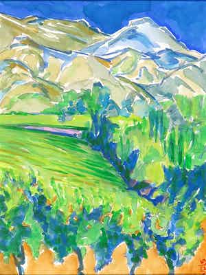 Joe Wols - Aquarel, Bergen verkocht voor € 35!