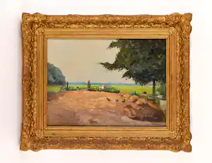 Jan Simon Knikker (sr.) - Landschap erf met kippen verkocht voor € 100!