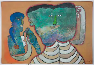 Shahid Parvez - Acryl op doek, Not now kopen? Bied vanaf 70!