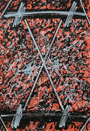 Luc Hoenraet - Abstracte compositie, gesigneerde zeefdruk verkocht voor € 50!