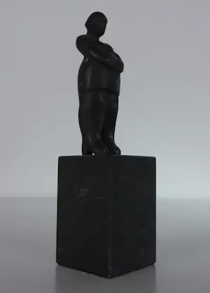 Jan Pieter Leeuwenburgh - Set van drie bronzen beeldjes, Hardloper, Worstelaars en Zwanger kopen? Bied vanaf 100!