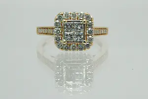 98 - Klassieke 14Kt goud & diamanten ring - brilliant en princess cut - 1.25ct kopen? Bied vanaf 580!