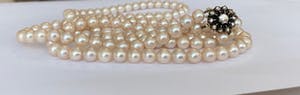 Zoetwater parels  collier met  14 kt gouden /zilveren diamanten  slot kopen? Bied vanaf 350!