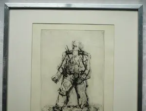 Georg Baselitz - 2 Ingelijste etsen , o.a. Die Falle (‘De val’ , ‘The trap’) uit 1965 kopen? Bied vanaf 1!