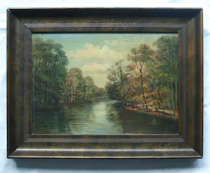 Niet of onleesbaar gesigneerd - Mogelijk Maurits van den Kerkhoff (1830-1908) - Olieverf op doek , Bosgezicht kopen? Bied vanaf 1!