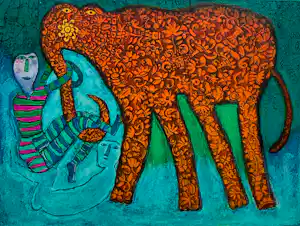 Shahid Parvez - handgesigneerde litho | 'Zonder titel' (INGELIJST verkocht voor € 75!