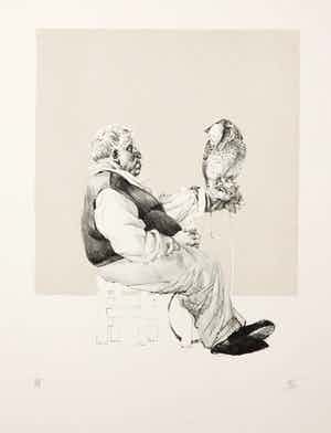 Peter Vos - Litho, Uilenier (man met maskeruil) verkocht voor € 110!