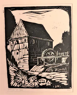 Johan Haak - Houtsnede op papier van Johan Haak "Watermolen" kopen? Bied vanaf 30!