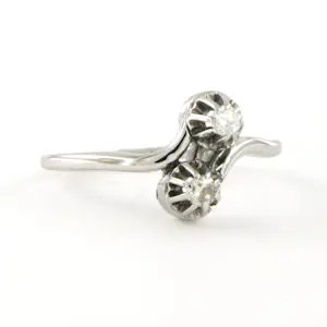 18k witgouden ring met bolsjewiek geslepen diamant tot. 0,14ct - G/H - Pique kopen? Bied vanaf 440!