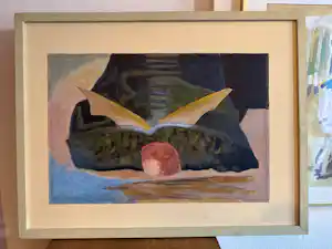 Doris Groeneveld - Gouache en collage op papier (op paneel), Zonder titel kopen? Bied vanaf 80!