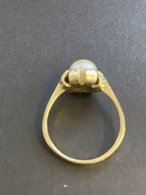 14 karaats geelgouden ring met een cultivé parel kopen? Bied vanaf 135!