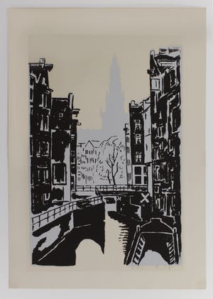 Niet of onleesbaar gesigneerd - zeefdruk 'Amsterdam' - Willem Roelofs kopen? Bied vanaf 1!