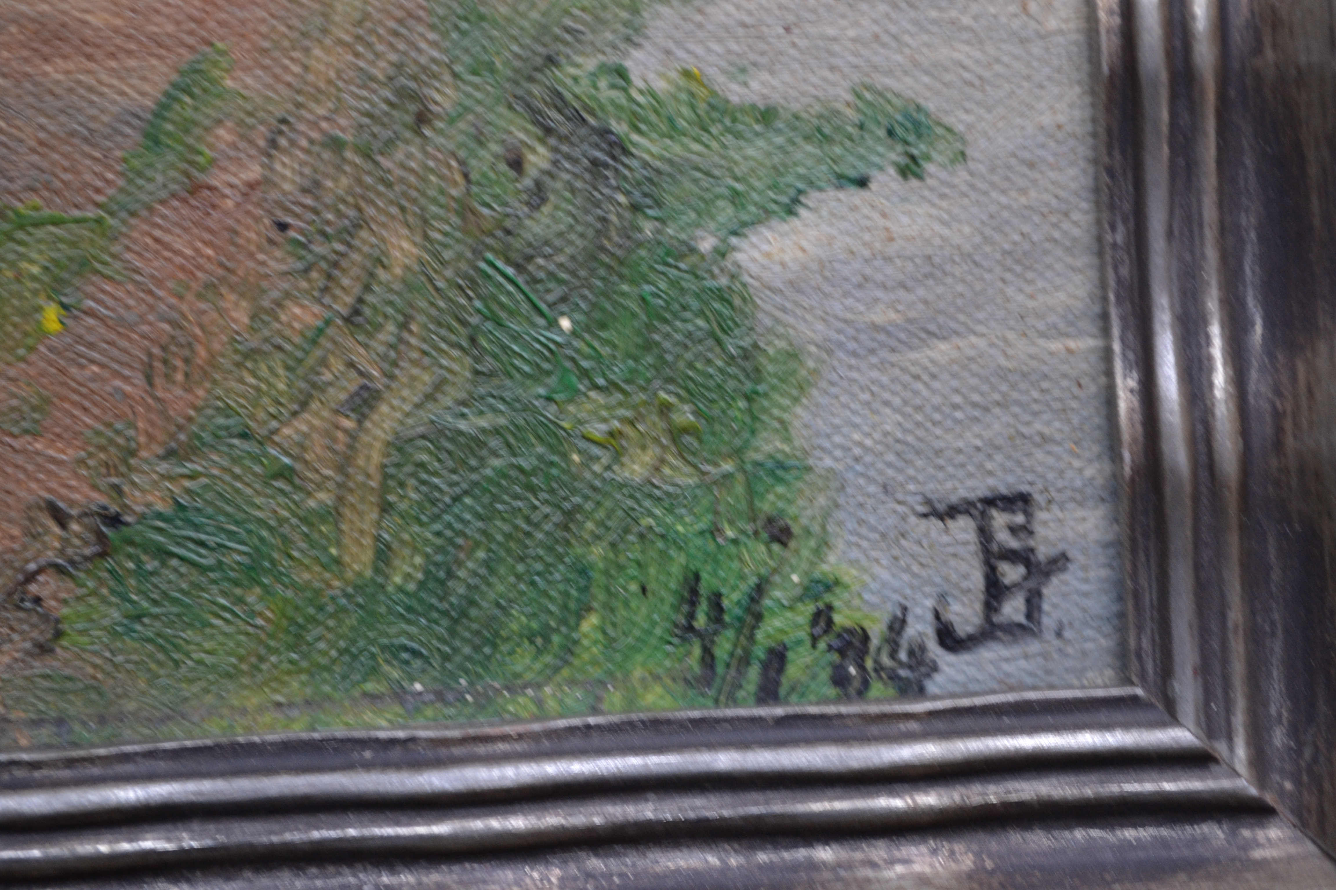 Niet of onleesbaar gesigneerd - Hollandse school (monogram JG, 20ste eeuw) - 2x molen aan rivier kopen? Bied vanaf 1!