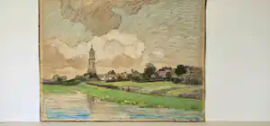 Derk Wiggers - Pastel Gezicht op Rhenen met de Cuneratoren 1898 kopen? Bied vanaf 150!