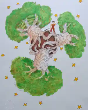 Antoine de Saint-Exupery - LE PETIT PRINCE / KLEURLITHO / 40x31cm / DROOGSTEMPEL verkocht voor € 20!
