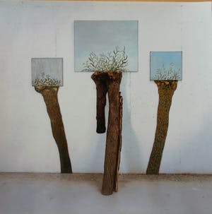 Dick van Arkel - beschilderde landschapsfoto + 3 werkplaats/project foto's kopen? Bied vanaf 30!