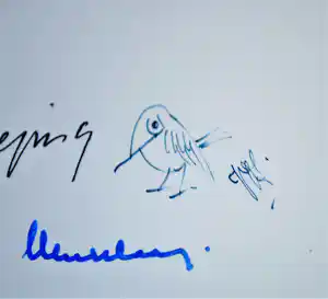 Peter Vos - tekening en signatuur in boek - plus 2 signaturen vd samenstellers verkocht voor € 30!