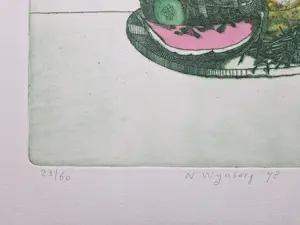 Nicolaas Wijnberg - een hele leuke, in beperkte oplage (60) gemaakte kleuren-Ets "watermeloen" kopen? Bied vanaf 37!