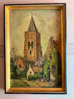 Cornelis Wassenaar - Dorpsgezicht met kerktoren (1946) kopen? Bied vanaf 45!