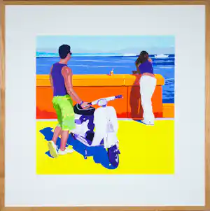 Marco Kooiman - Zeefdruk, Riviera - Ingelijst verkocht voor € 70!