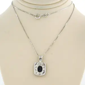 18k gouden collier en hanger met saffier en briljant geslepen diamant tot.0,24ct kopen? Bied vanaf 650!