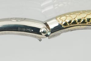 1260 - Massief zilveren en 18 krt goud vergulde bicolor unisex "slaven" armband kopen? Bied vanaf 39!