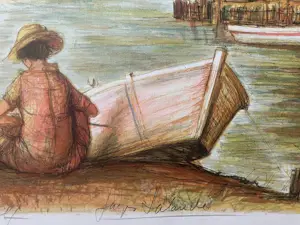 Jaques Lalande - Litho, Titel, Les petits pecheurs. kopen? Bied vanaf 50!