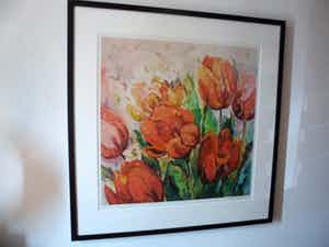 Mary Koekenbier - Zeefdruk. Titel, "Beaujolais Joli Bouget". verkocht voor € 48!