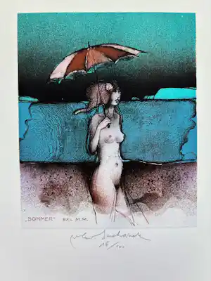 Vladimir Suchanek - exlibris M.M. "Zomer" verkocht voor € 40!