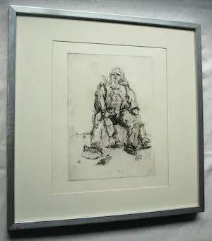 Georg Baselitz - 2 Ingelijste etsen , o.a. Die Falle (‘De val’ , ‘The trap’) uit 1965 kopen? Bied vanaf 1!