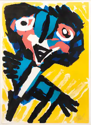 Karel Appel - Ingelijste zeefdruk: dansend meisje (nette lijst!) kopen? Bied vanaf 1295!